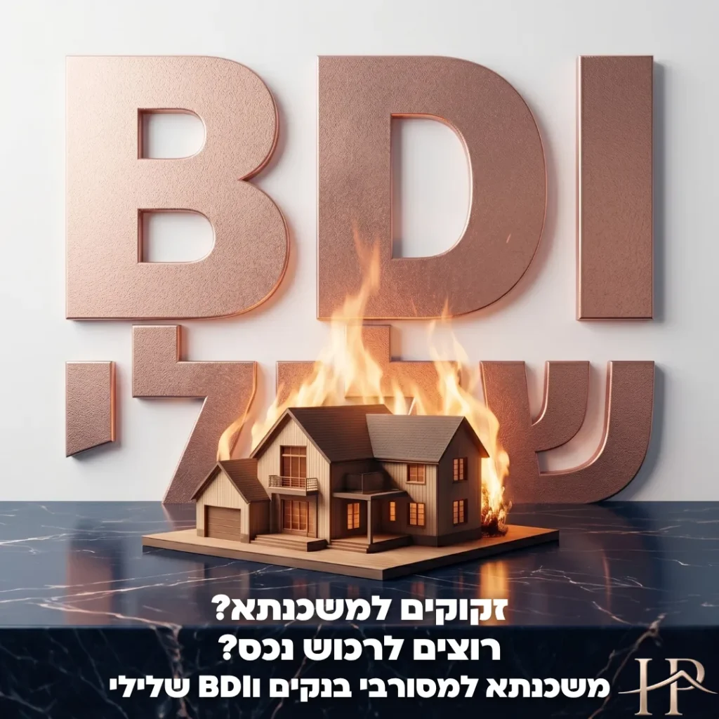 מודעת משכנתא למסורבי בנקים עם האותיות BDI ובית עולה באש
